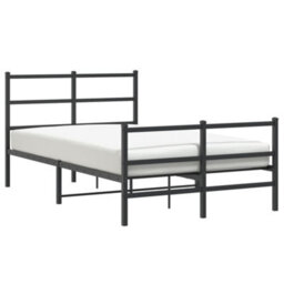 Berkfield Metal Bed Frame Without Mattress With Footboard Black 120X190Cm - thumbnail 2