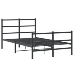 Berkfield Metal Bed Frame Without Mattress With Footboard Black 120X190Cm - thumbnail 3