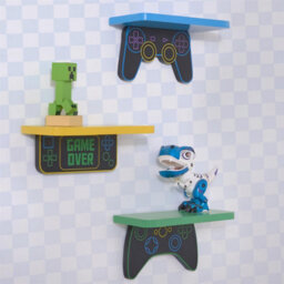Ohs Kids Set Of 3 Gaming Novelty Wall Shelves Floating Storage - thumbnail 2