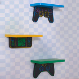 Ohs Kids Set Of 3 Gaming Novelty Wall Shelves Floating Storage - thumbnail 3
