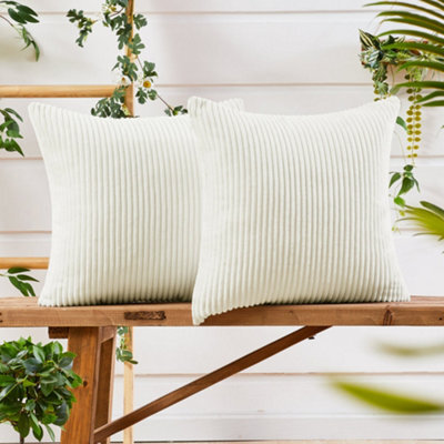 "Deconovo Set Of 2 Super Soft Corduroy Cushion Covers Light Beige 24""x24""" - image 1