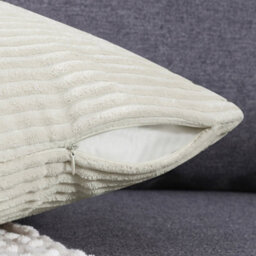 "Deconovo Set Of 2 Super Soft Corduroy Cushion Covers Light Beige 24""x24""" - thumbnail 4
