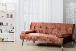 Comfy Living Naples Crushed Velvet Sofa Bed In Brown - thumbnail 2