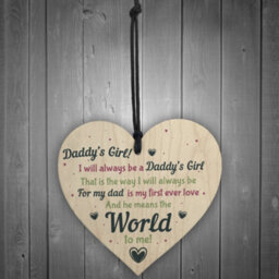 Red Ocean Daddy's Girl Wooden Heart Birthday Fathers Day Gift For Him Daughter Thank You Sign - thumbnail 2