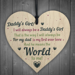 Red Ocean Daddy's Girl Wooden Heart Birthday Fathers Day Gift For Him Daughter Thank You Sign - thumbnail 1