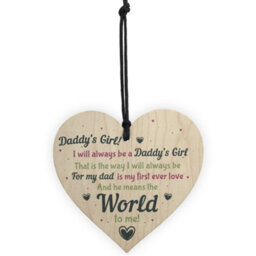 Red Ocean Daddy's Girl Wooden Heart Birthday Fathers Day Gift For Him Daughter Thank You Sign - thumbnail 5
