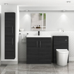 Royal Bathrooms Turin Hale Black 800mm Floor Standing Vanity Unit 2 Door With Mid-Edge Basin Sink & Matt Black Handles - thumbnail 4