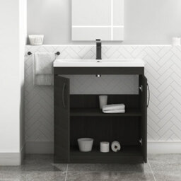 Royal Bathrooms Turin Hale Black 800mm Floor Standing Vanity Unit 2 Door With Mid-Edge Basin Sink & Matt Black Handles - thumbnail 3