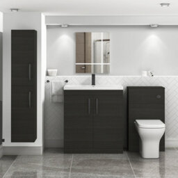 Royal Bathrooms Turin Hale Black 800mm Floor Standing Vanity Unit 2 Door With Mid-Edge Basin Sink & Matt Black Handles - thumbnail 2