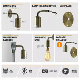 Ledsone Vintage French Gold Wall Light E27 Industrial Fixture For Bar Restaurant Hallway With Bulb - thumbnail 5