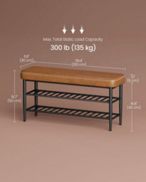Songmics Shoe Bench, Entryway Seating With Storage, Hallway Furniture, Compact Design, Caramel Brown - thumbnail 2