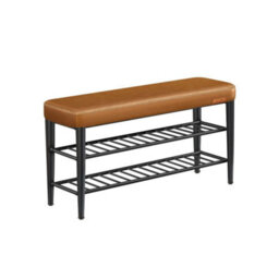Songmics Shoe Bench, Entryway Seating With Storage, Hallway Furniture, Compact Design, Caramel Brown - thumbnail 7