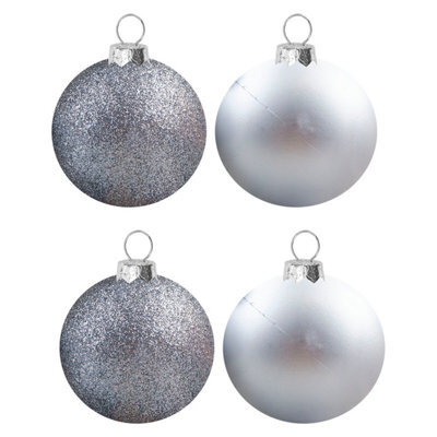 Christmas Bauble Decoration Hanging Tree Ornament X 4 7Cm Silver - image 1
