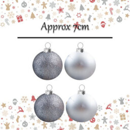Christmas Bauble Decoration Hanging Tree Ornament X 4 7Cm Silver - thumbnail 2