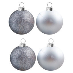 Christmas Bauble Decoration Hanging Tree Ornament X 4 7Cm Silver - thumbnail 1