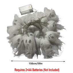 Amorly 150Cm Battery Powered Hanging Ghost String Garland, 10 Led Cool White Halloween Fairy Lights,spooky Outdoor Decor For Patio,garden - thumbnail 5