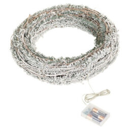 Urbn-Living Urbnliving Led 40 Cm Light Up Festive Decorative Snowy Christmas Rattan With Snowy Faux Pine Leaves Wall Door Wreath  Pre Lit - thumbnail 4