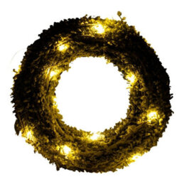 Urbn-Living Urbnliving Led 40 Cm Light Up Festive Decorative Snowy Christmas Rattan With Snowy Faux Pine Leaves Wall Door Wreath  Pre Lit - thumbnail 6