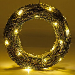 Urbn-Living Urbnliving Led 40 Cm Light Up Festive Decorative Snowy Christmas Rattan With Snowy Faux Pine Leaves Wall Door Wreath  Pre Lit - thumbnail 3