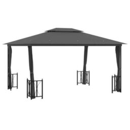 Berkfield Elegant Gazebo With Sidewalls&double Roofs 3X4 M Anthracite - thumbnail 1