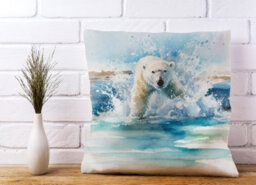 Warren Reed Designer Hunting Polar Bear Watercolour Cushions 45Cm X 45Cm - thumbnail 2