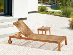 Beliani Sun Lounger Bellano Reclining Acacia Wood Brown - thumbnail 2