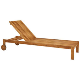 Beliani Sun Lounger Bellano Reclining Acacia Wood Brown - thumbnail 1