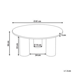 Beliani 80Cm Round Acacia Coffee Side Table Natural Light Brown - Retro Living Room Accent - thumbnail 4