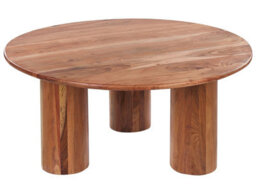 Beliani 80Cm Round Acacia Coffee Side Table Natural Light Brown - Retro Living Room Accent - thumbnail 1