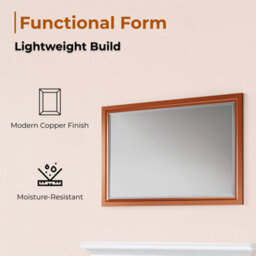 Ibathuk Mirana Copper Framed Mirror, Modern Wall Hung Bevelled Mirror For Bathroom Or Living Spaces, Bathroom Wall Mirror - thumbnail 2
