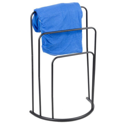 Free Standing Metal Towel Rack Bar Bathroom Triple Holder Rack Shelf Storage - image 1