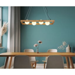 Luminosa Lighting Luminosa Nanda Bar Pendant Ceiling Light Matt Black Balls Opal Glass Shade 4X G9 - thumbnail 5