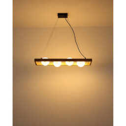 Luminosa Lighting Luminosa Nanda Bar Pendant Ceiling Light Matt Black Balls Opal Glass Shade 4X G9 - thumbnail 4
