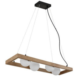 Luminosa Lighting Luminosa Nanda Bar Pendant Ceiling Light Matt Black Balls Opal Glass Shade 4X G9 - thumbnail 2
