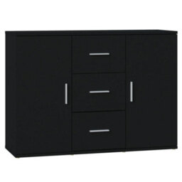 Berkfield Sideboard Black 91X29.5X65 Cm Engineered Wood - thumbnail 2