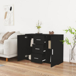 Berkfield Sideboard Black 91X29.5X65 Cm Engineered Wood - thumbnail 3