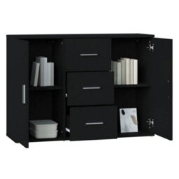 Berkfield Sideboard Black 91X29.5X65 Cm Engineered Wood - thumbnail 4