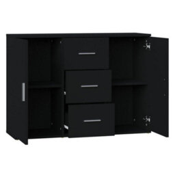 Berkfield Sideboard Black 91X29.5X65 Cm Engineered Wood - thumbnail 5