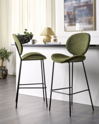 Beliani Set Of 2 Bar Chairs Luana Boucle Dark Green - thumbnail 2