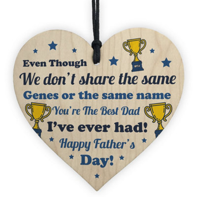 Red Ocean Special Fathers Day Gift For Stepdad Wood Heart Thank You Gift For Dad Him - image 1