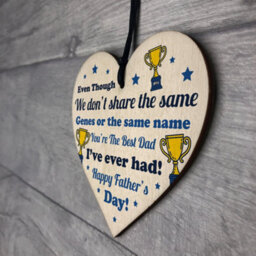 Red Ocean Special Fathers Day Gift For Stepdad Wood Heart Thank You Gift For Dad Him - thumbnail 7