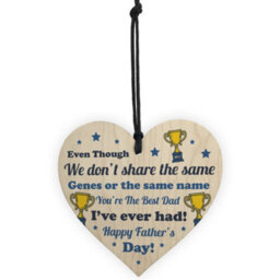 Red Ocean Special Fathers Day Gift For Stepdad Wood Heart Thank You Gift For Dad Him - thumbnail 5