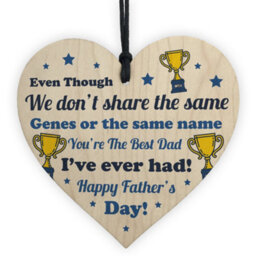 Red Ocean Special Fathers Day Gift For Stepdad Wood Heart Thank You Gift For Dad Him - thumbnail 1