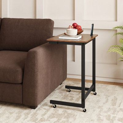 Costway C-Shaped Side Table With Wheels Mobile Bedside Table With Built-In Phone Slot - image 1