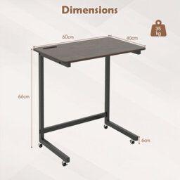 Costway C-Shaped Side Table With Wheels Mobile Bedside Table With Built-In Phone Slot - thumbnail 4