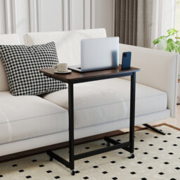 Costway C-Shaped Side Table With Wheels Mobile Bedside Table With Built-In Phone Slot - thumbnail 9