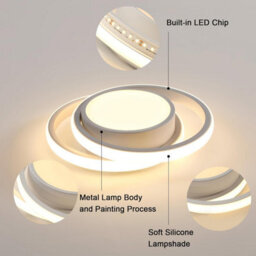 Pheashine Double Circular Led Ceiling Light, 36W 3000K Warm Light 27X22X7Cm, Modern Ceiling Lamp For Bedroom Hallway Living Room - thumbnail 4