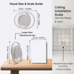 Pheashine Double Circular Led Ceiling Light, 36W 3000K Warm Light 27X22X7Cm, Modern Ceiling Lamp For Bedroom Hallway Living Room - thumbnail 6