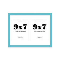 16X12 Inch 2 Opening Photo Collage Frame, Display Two 9X7 Inch Photos, Multi Aperture Family Picture Frame, Turquoise - thumbnail 2