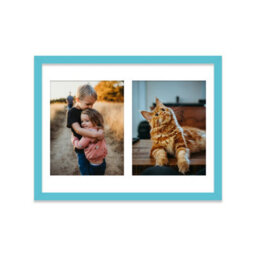 16X12 Inch 2 Opening Photo Collage Frame, Display Two 9X7 Inch Photos, Multi Aperture Family Picture Frame, Turquoise